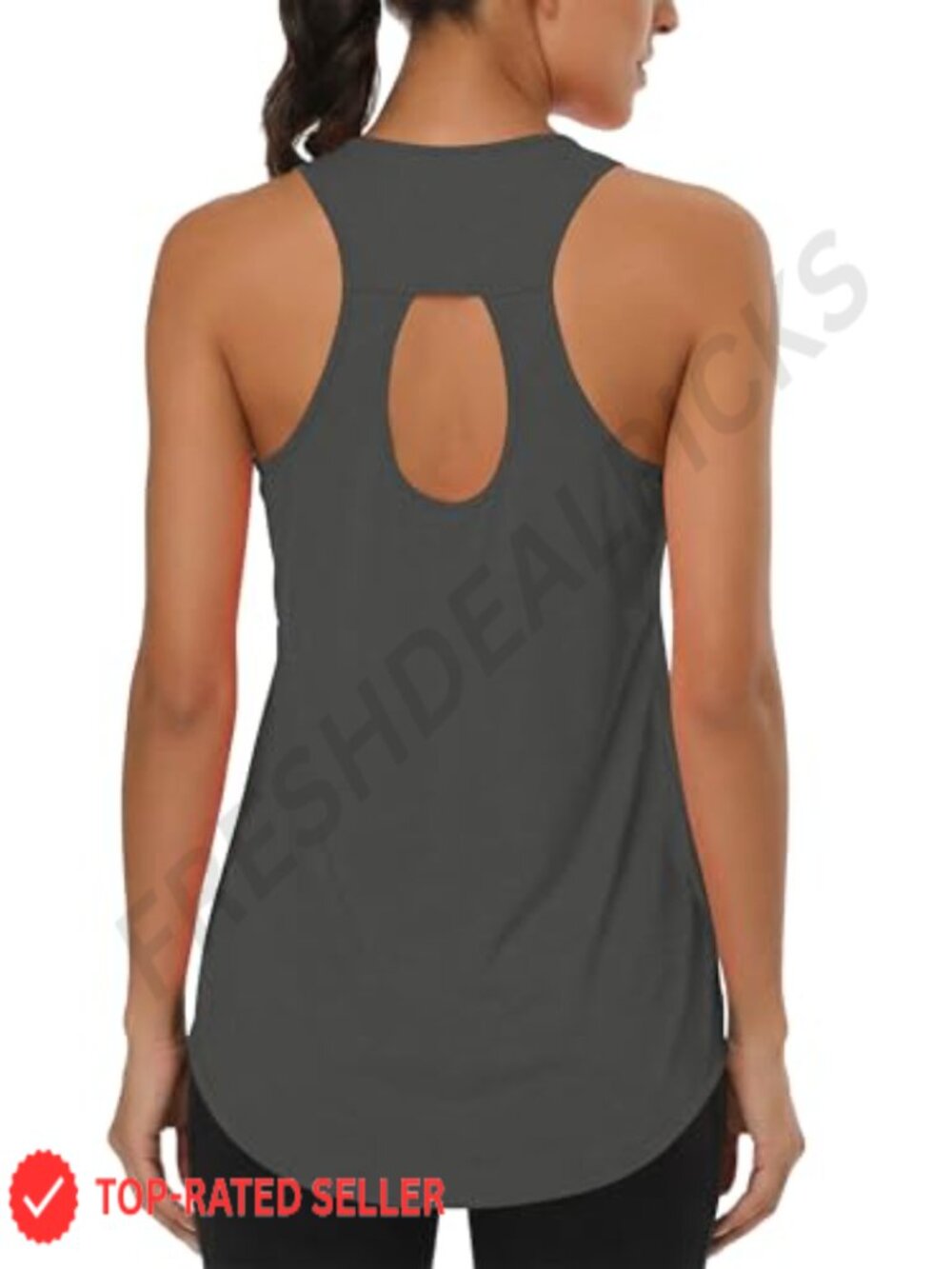 Womens Racerback Keyhole Back Long Workout Tank Top Athletic Gym Shirt